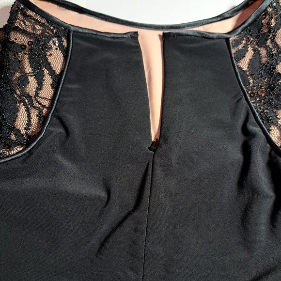 LAUREN RALPH LAUREN LACE BLACK dress Sz 2 SHEATH bodycon sequin FORMAL Holidays - Picture 6 of 13